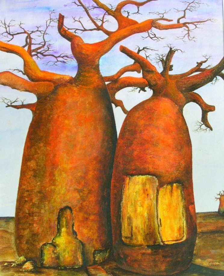 Die Seelen der Bäume - I, Acryl, 2001, 30x40