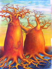 Die Seelen der Bäume - XI, Acryl, 2005, 30x40