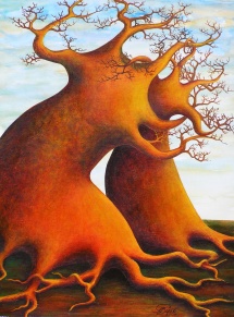 Die Seelen der Bäume - X, Acryl, 2005, 30x40, (verkauft)