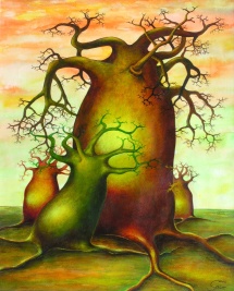 Die Seelen der Bäume - V, Acryl, 2002, 30x40